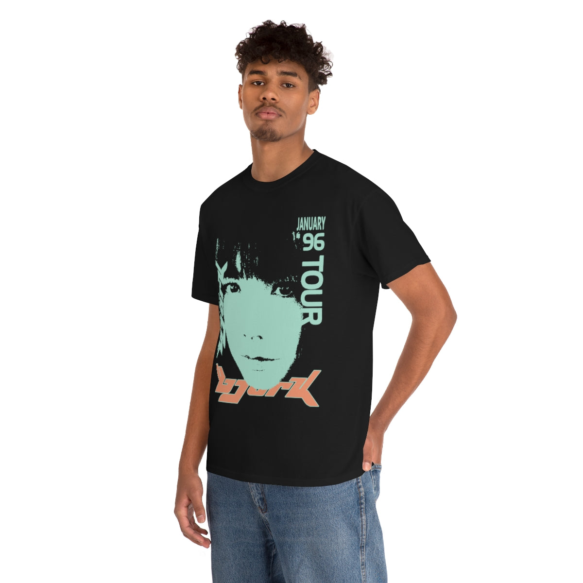 Bjork 1996 January Tour Vintage Vibe T-shirt (Mint / Light Melon)