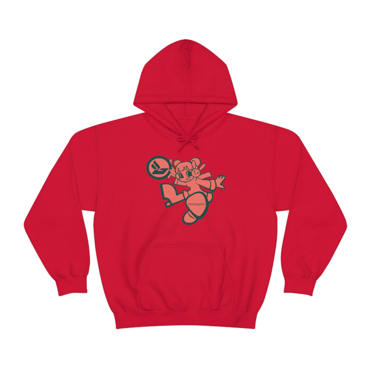 Bjork Homogenic Fly Girl Graphic Hoodie (Dark Pink / Dark Green)