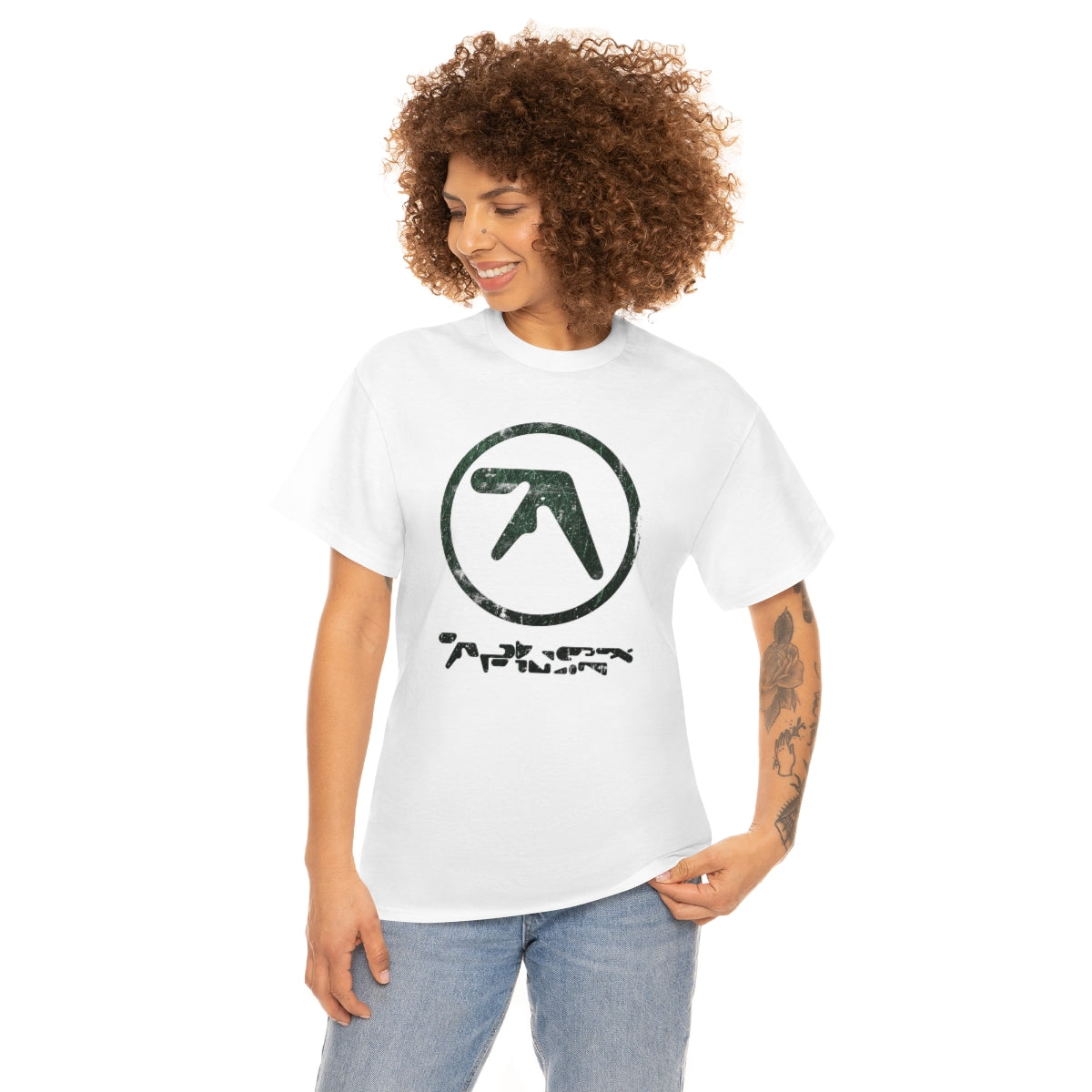 Aphex Twin Vintage Vibe Distressed Logo T-shirt (Dark Green)