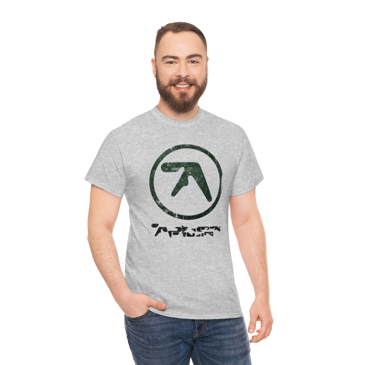 Aphex Twin Vintage Vibe Distressed Logo T-shirt (Dark Green)