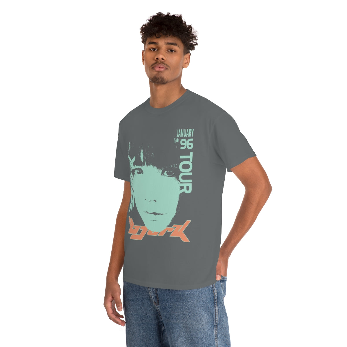 Bjork 1996 January Tour Vintage Vibe T-shirt (Mint / Light Melon)