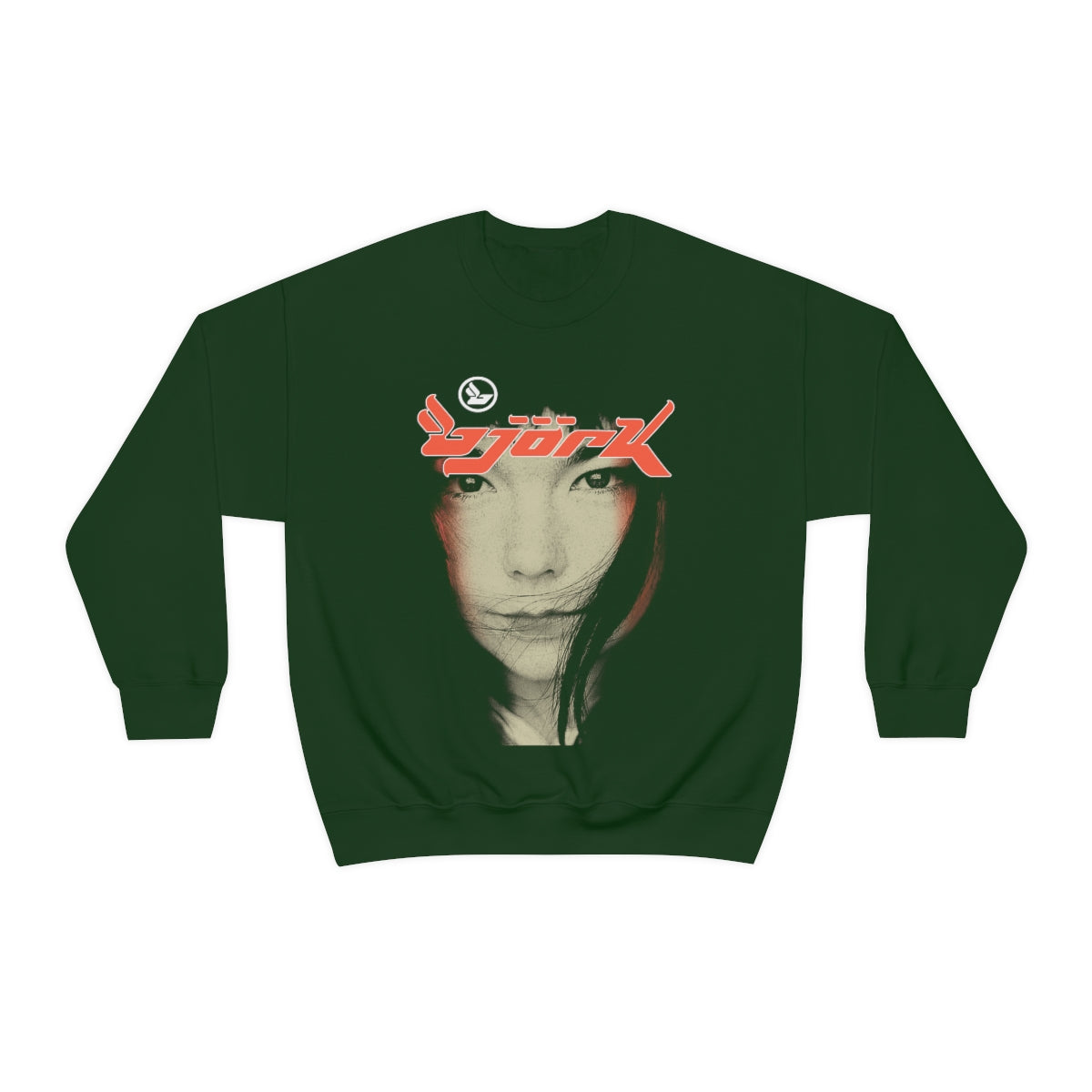 Bjork Homogenic Face Photograph Logo Crewneck Sweater (Orange)