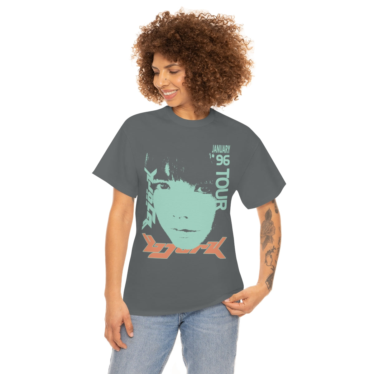 Bjork 1996 January Tour Vintage Vibe T-shirt (Mint / Light Melon)