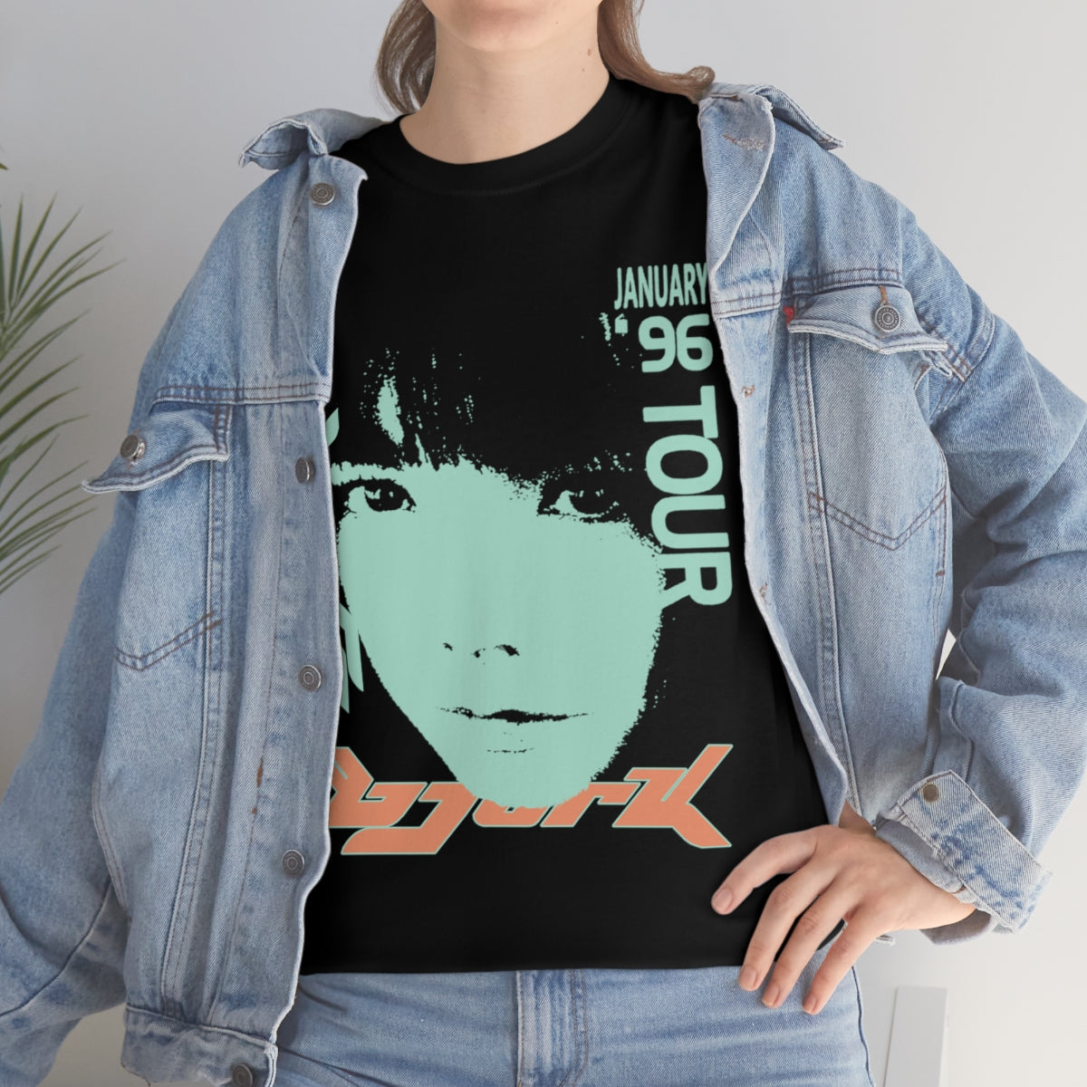 Bjork 1996 January Tour Vintage Vibe T-shirt (Mint / Light Melon)