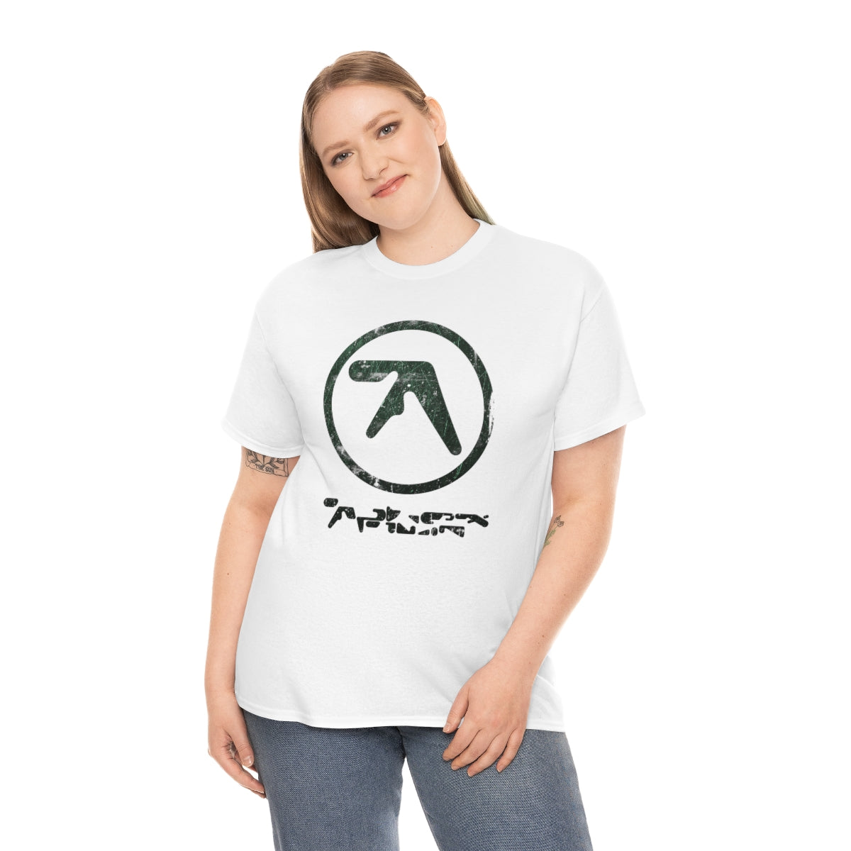 Aphex Twin Vintage Vibe Distressed Logo T-shirt (Dark Green)
