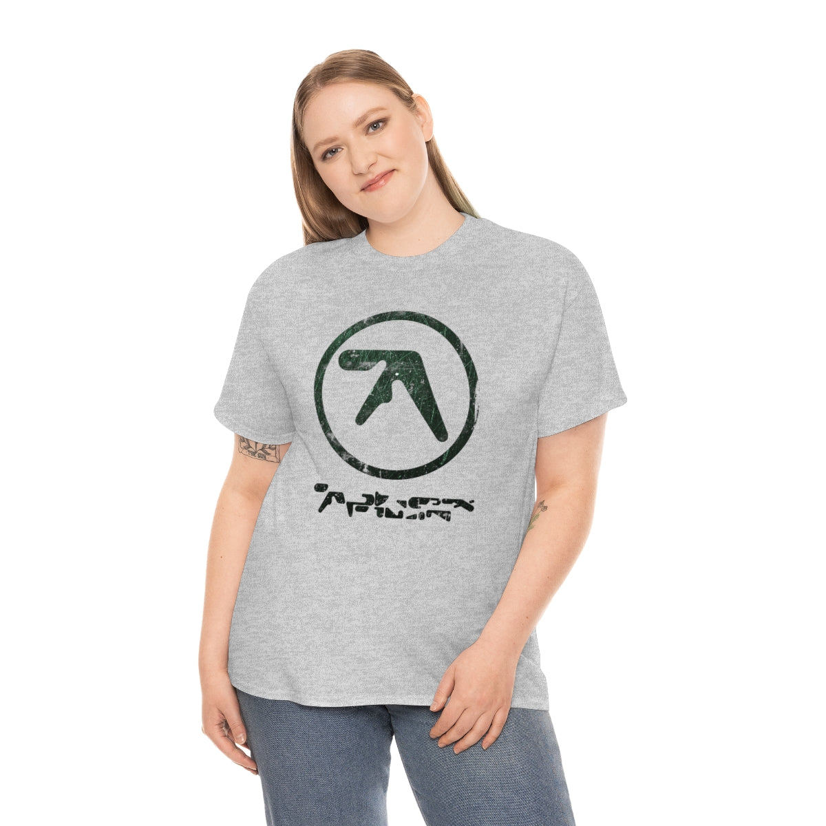 Aphex Twin Vintage Vibe Distressed Logo T-shirt (Dark Green)