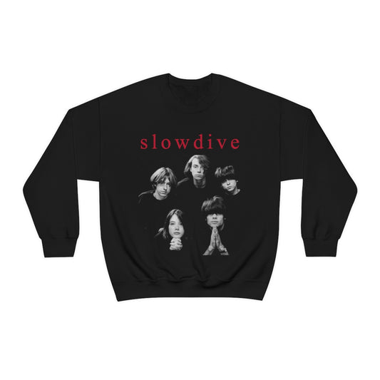 Slowdive Vintage Vibe Red Logo Crewneck Sweater
