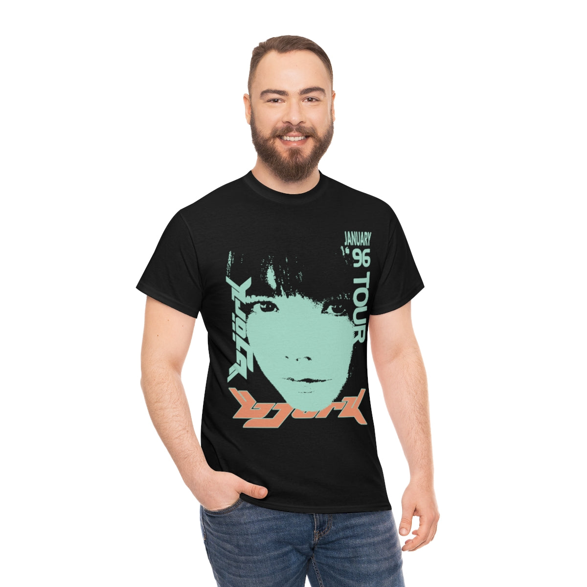 Bjork 1996 January Tour Vintage Vibe T-shirt (Mint / Light Melon)