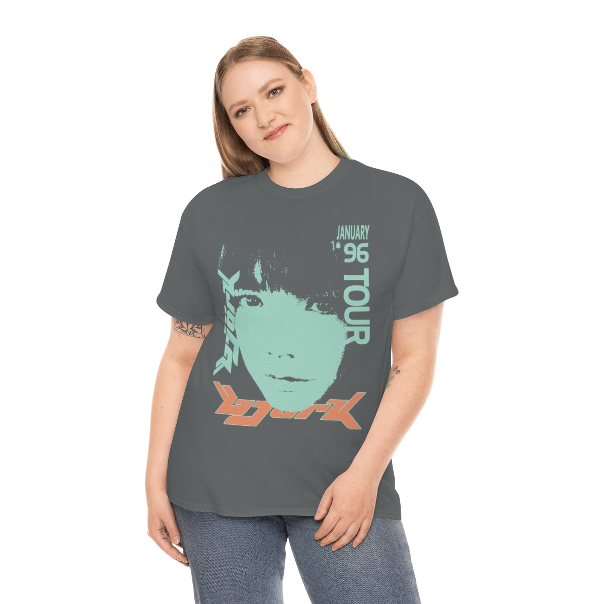 Bjork 1996 January Tour Vintage Vibe T-shirt (Mint / Light Melon)