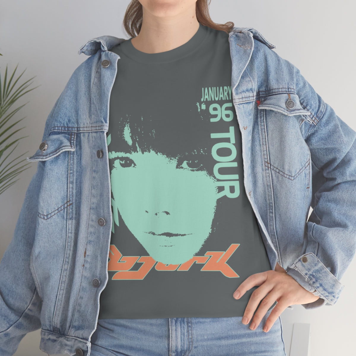 Bjork 1996 January Tour Vintage Vibe T-shirt (Mint / Light Melon)