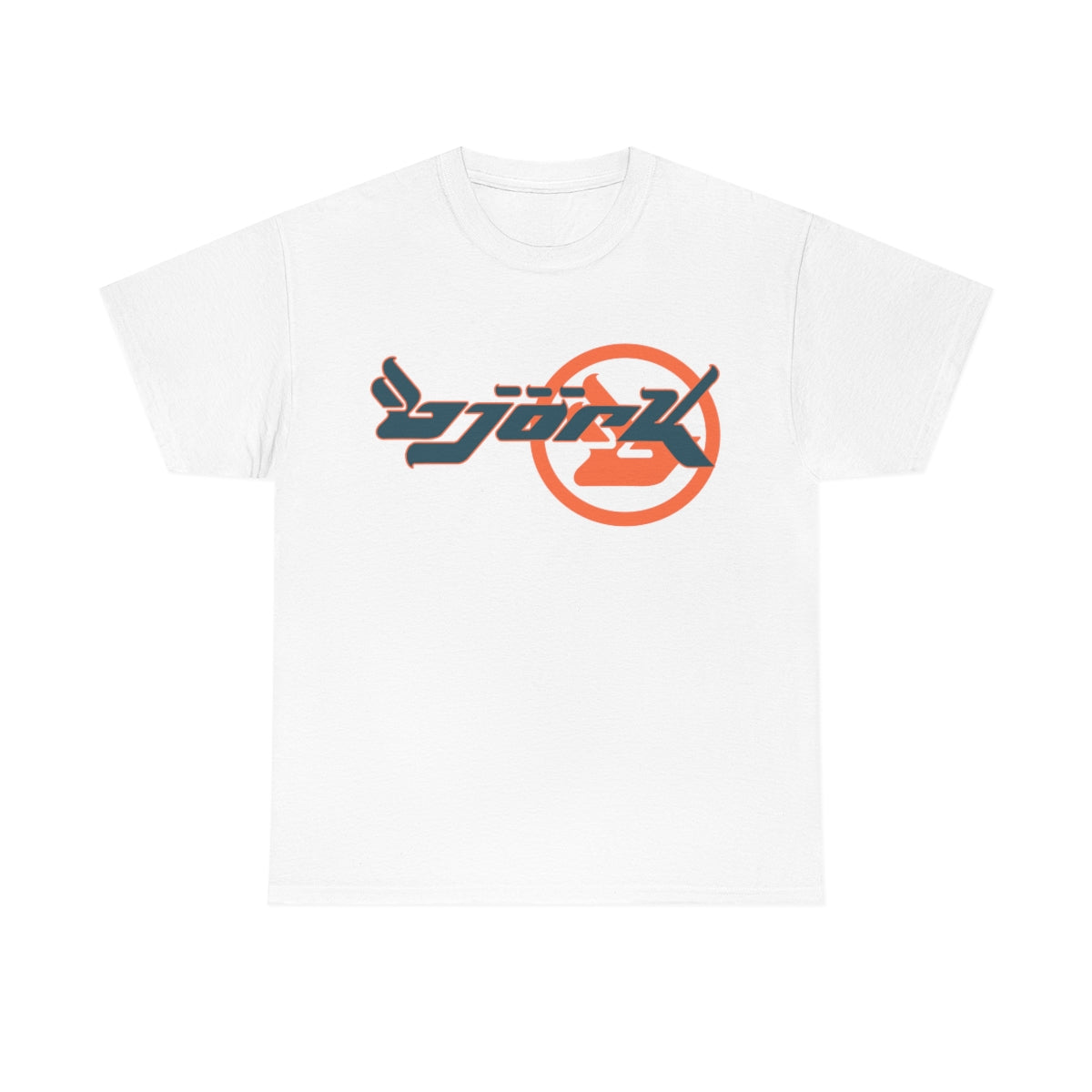 Bjork Homogenic Circle Logo T-shirt (Coral & Dark Blue)