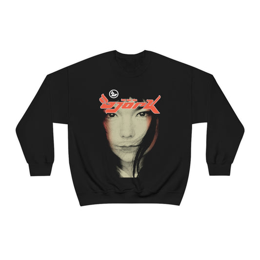 Bjork Homogenic Face Photograph Logo Crewneck Sweater (Orange)