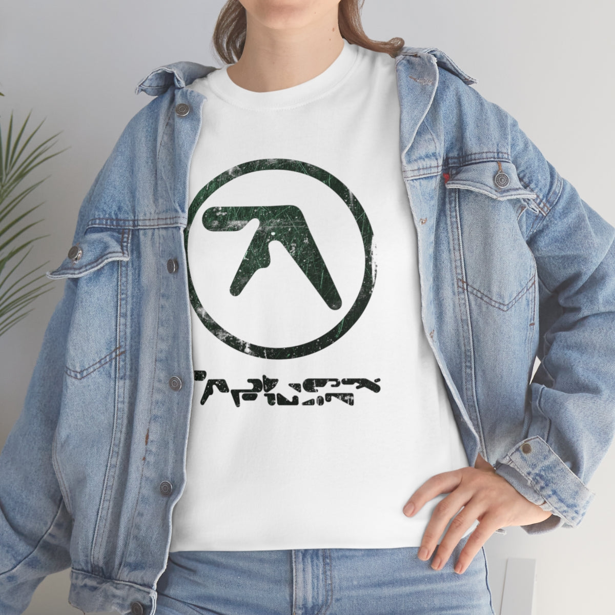 Aphex Twin Vintage Vibe Distressed Logo T-shirt  (Dark Green)