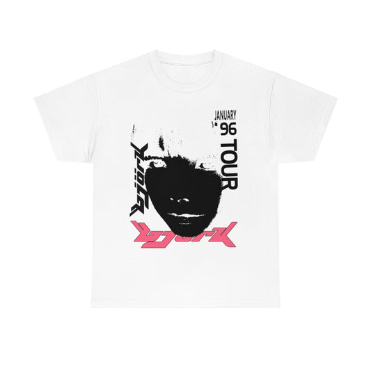 Bjork 1996 January Tour Vintage Vibe T-shirt (Black / Pink)