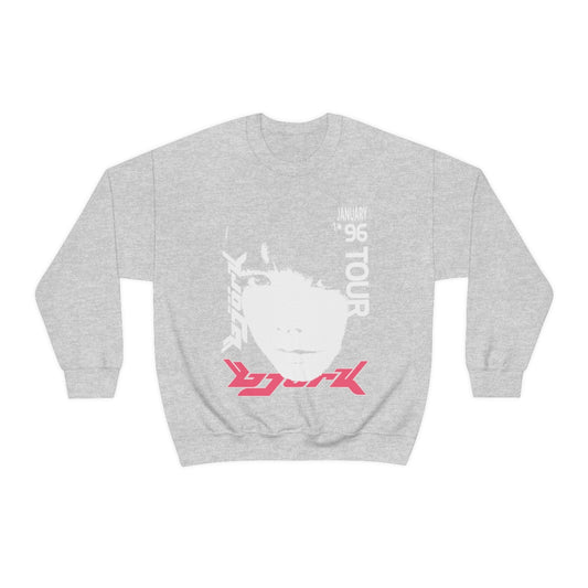 Bjork 1996 January Tour Vintage Vibe Crewneck Sweater (White / Pink)